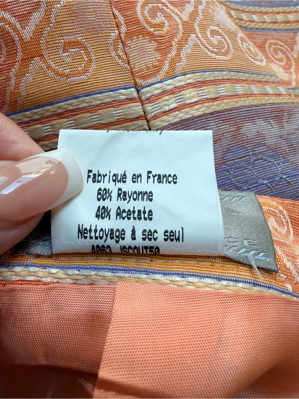 Vintage Vertigo Paris Y2K Peach Lavender Striped Metallic Pencil Skirt Size 8 US - Picture 9 of 10